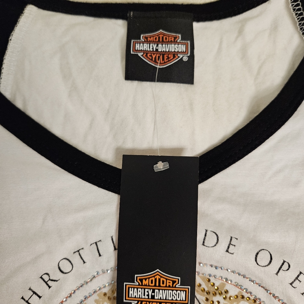 Harley Davidson T-shirt with Gemmed Flutter Sleeves Large NWT - Picture 9 of 10